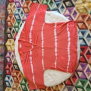 Beach House Beachwear Orange & White Tie Dye Beach Summer Batwing Coverup